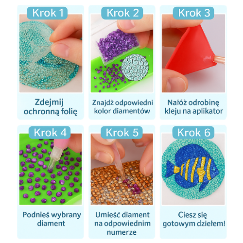 Zestaw 8 Podstawek pod Kubki z Haftem Diamentowym | DIY Mozaika 5D – KWIATY